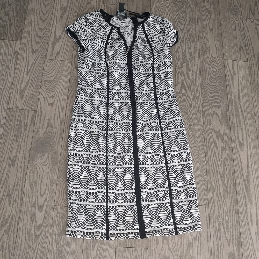 Elegant Black and White Patterned Dress